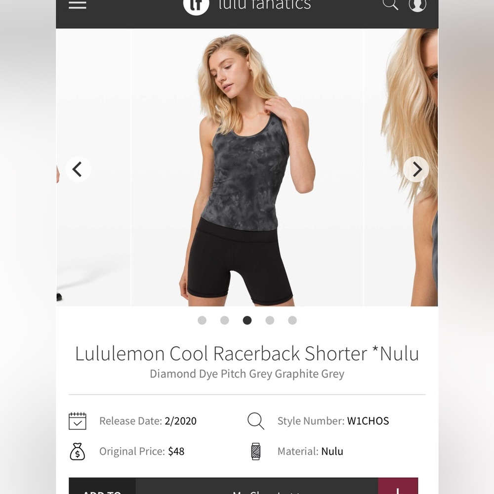 Lululemon Cool Racerback in Black and Graphite Grey